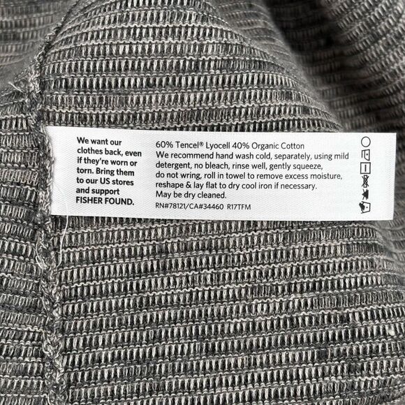 Eileen Fisher Open Front Organic Cotton Cardigan Sweater Gray/White Medium - Picture 5 of 5